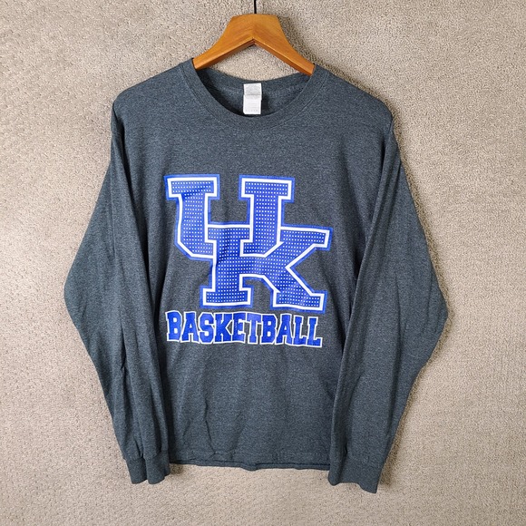 Gildan Other - Gildan Shirt Mens Large Gray Kentucky Basketball Long Sleeve Cotton Poly Casual‎